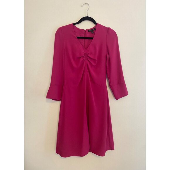 Banana Republic Dresses & Skirts - Banana Republic Petite Magenta Ruched Front 3/4 Sleeve Dress Size 0